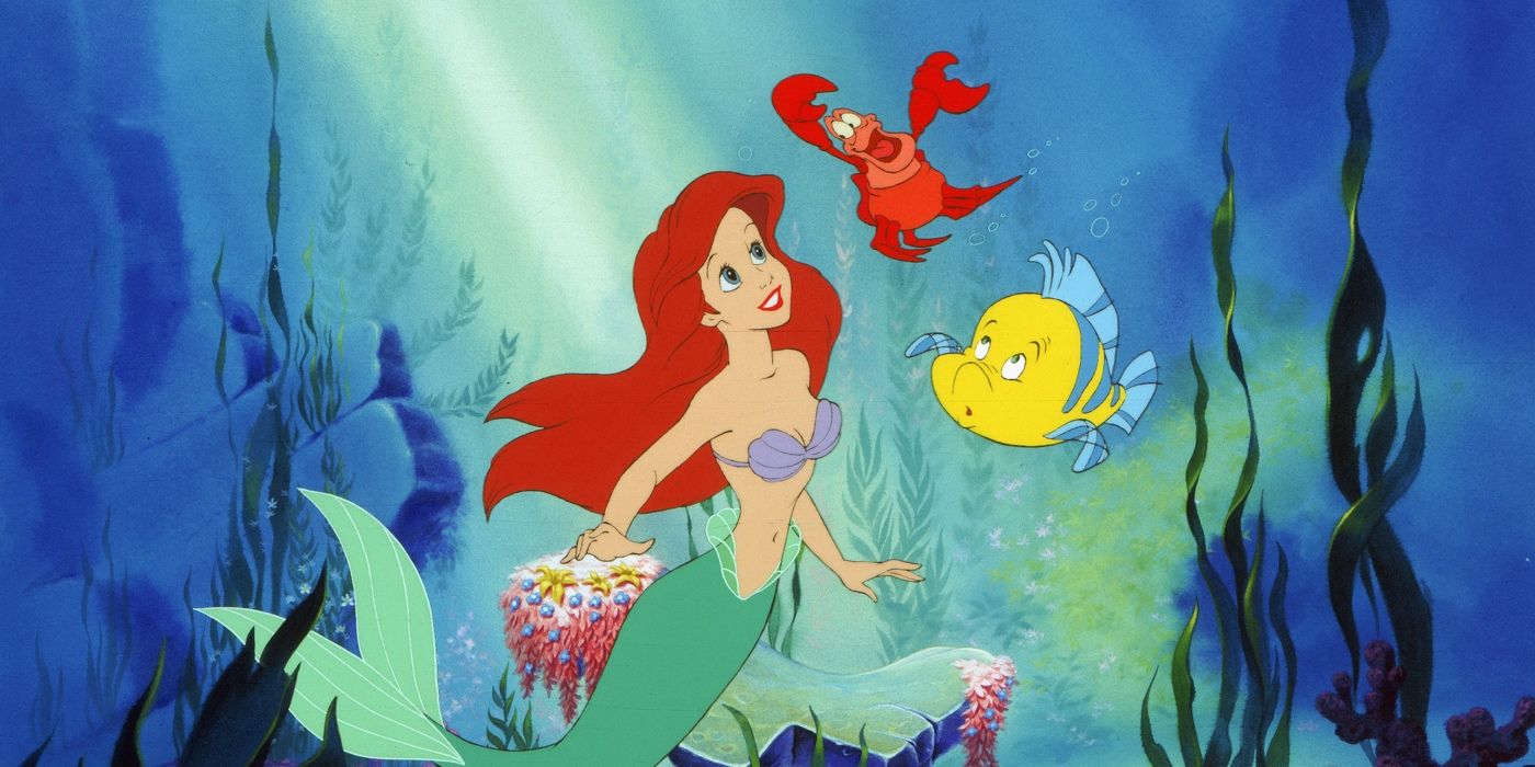Ariel avec Sebastian et Flounder dans le film Disney La Petite Sirène