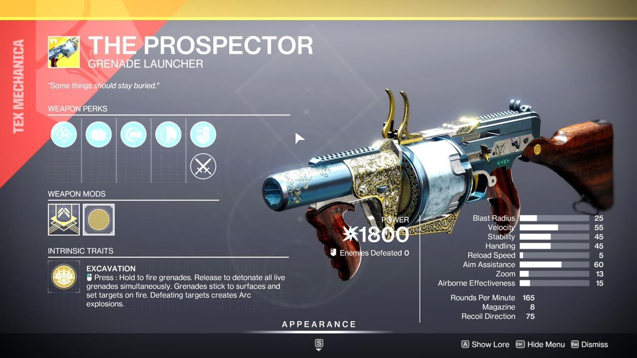 Le lance-grenades Prospector