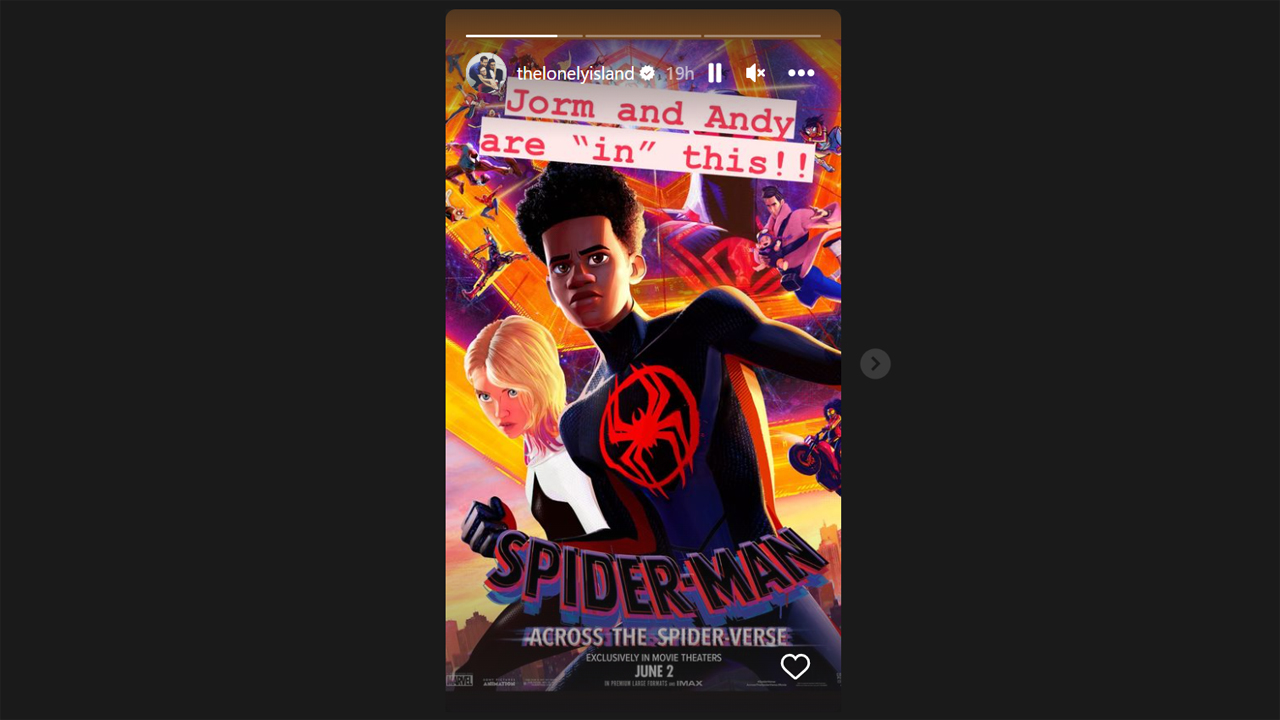 Une capture d'écran du compte Instagram de The Lonely Island montrant qui apparaîtra dans Spider-Man: Across the Spider-Verse