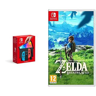 Nintendo Switch (modèle OLED) - Neon Blue/Neon Red & The Legend of Zelda : Breath of the Wild