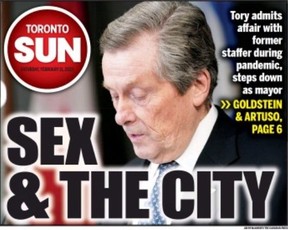 Première page du Toronto Sun du 11 février 2023.