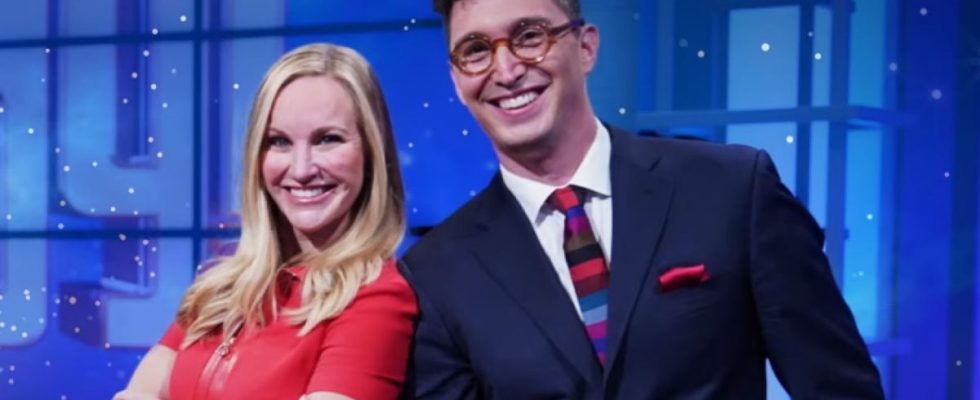 Jeopardy! producer Sarah Whitcomb Foss and former contestant and host Buzzy Cohen.