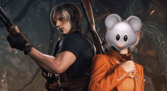 Ashley and Leon from Resident Evil 4 remake stand side-by-side, Ashley