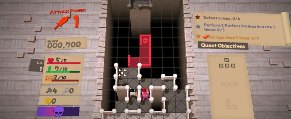 Tetris blocks forming a dungeon