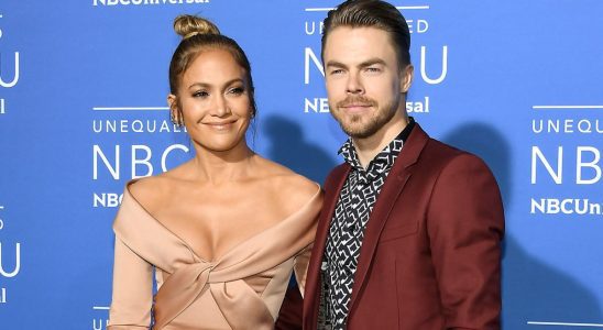 Jennifer Lopez and Derek Hough promoing Universal