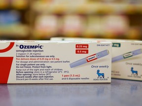 Le médicament contre le diabète Ozempic est présenté dans une pharmacie de Toronto le mercredi 19 avril 2023.