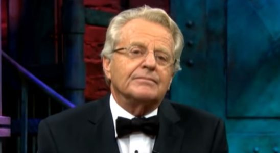 Jerry Springer dressed in a tuxedo on The Jerry Springer Show.