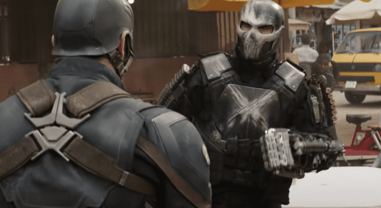 Chris Evans as Captain America and Frank Grillo as Crossbones in Captain America: Civil War