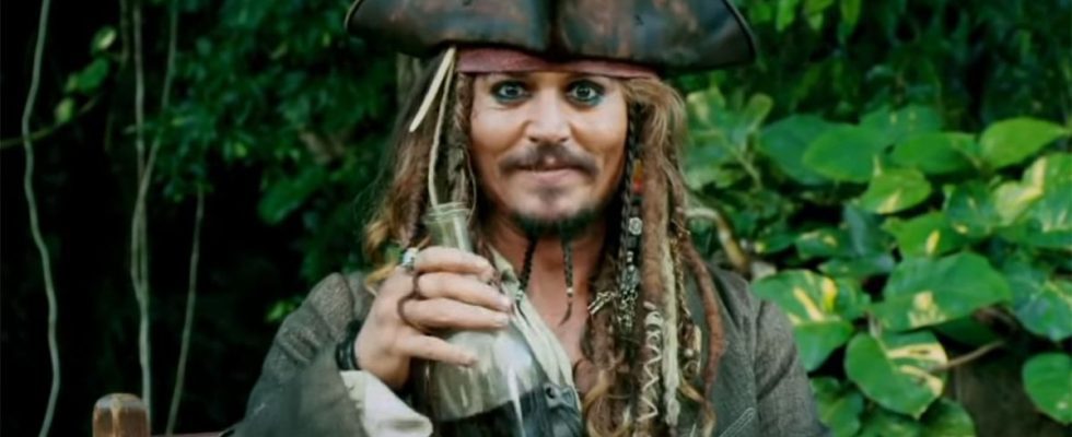 Johnny Depp doing press video for Disney