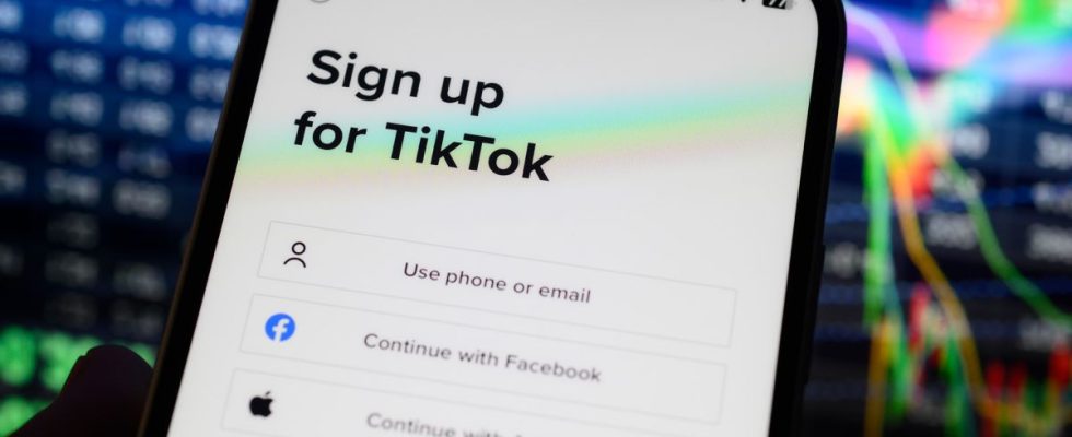 The TikTok logo is seen on a mobile phone screen in this photo illustration on 23 March, 2023 in Warsaw, Poland.