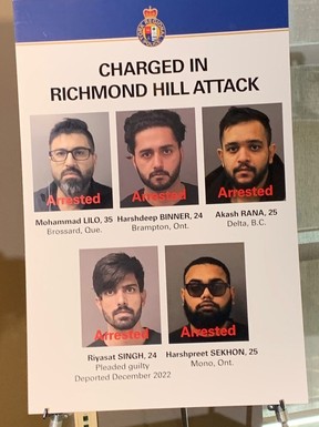 Cinq des hommes inculpés dans l'agression de décembre 2021 contre Elnaz Hajtamiri.  BRAD HUNTER/SOLEIL DE TORONTO