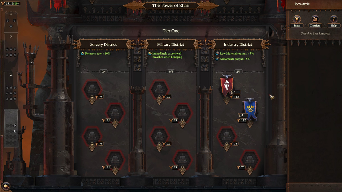 Les sièges et quartiers de la Tour de Zharr dans Total War: Warhammer 3's Forge of the Chaos Dwarfs DLC