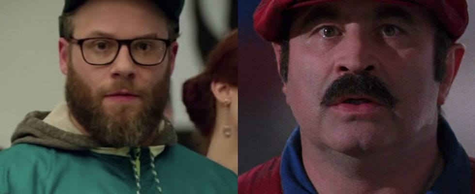 Seth Rogen in The Longshot, Bob Hoskins as Mario Mario