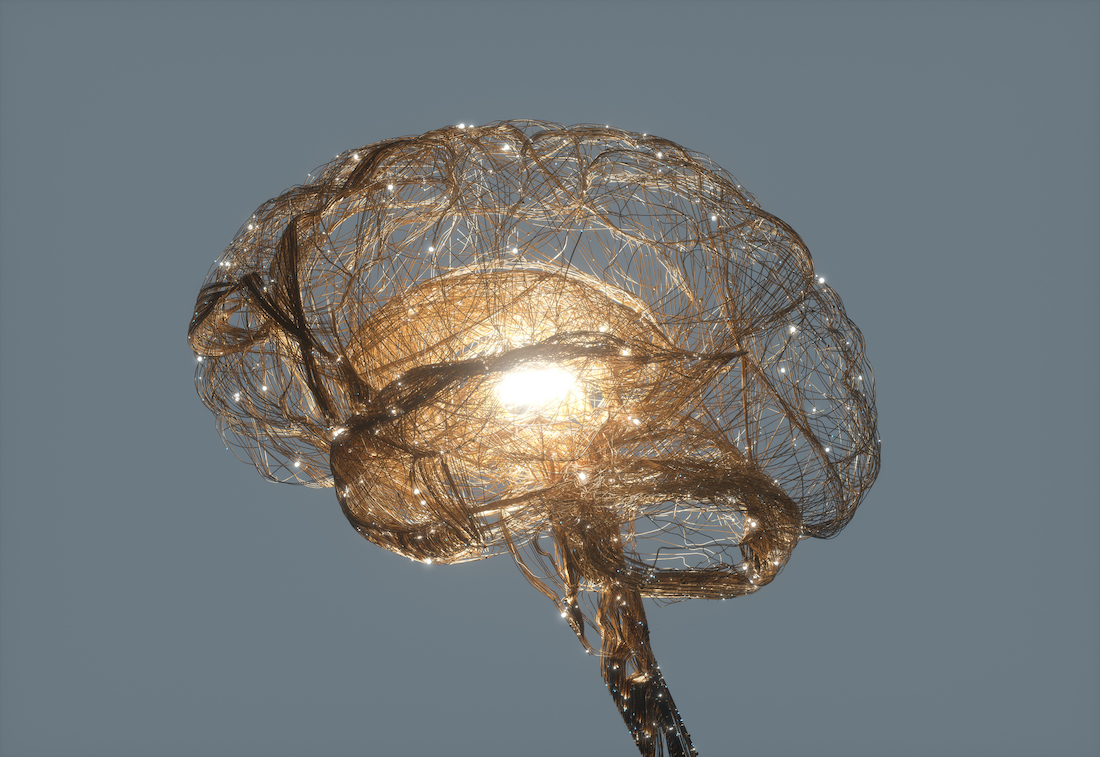 Cerveau humain d'intelligence artificielle Fabriqué avec des fils d'or
