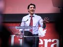 Le premier ministre Justin Trudeau prononce un discours liminaire au Congrès national libéral de 2023 à Ottawa, le jeudi 4 mai 2023.  