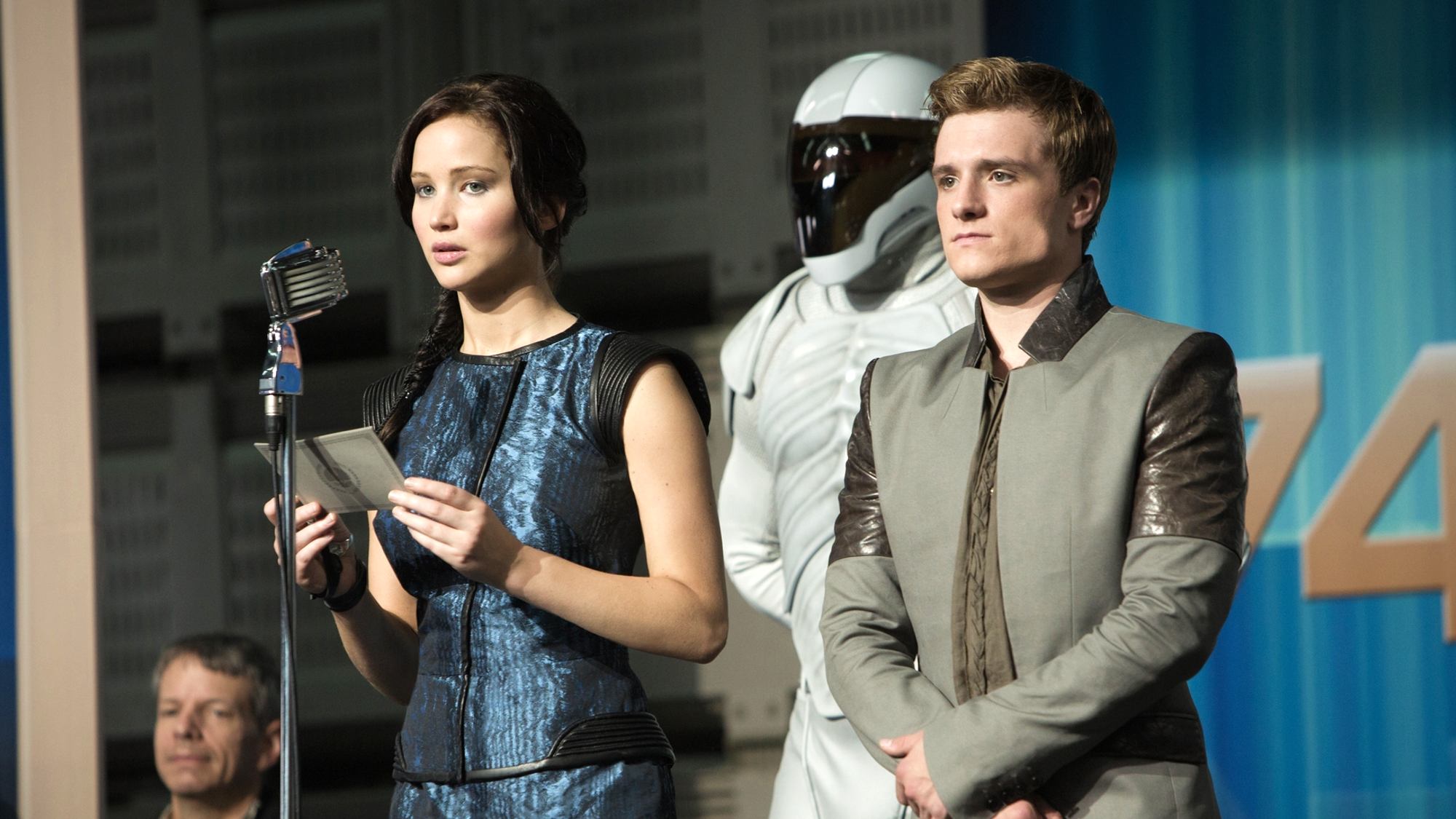 Jennifer Lawrence en Katniss et Josh Hutcherson en Peeta dans Hunger Games : Catching Fire
