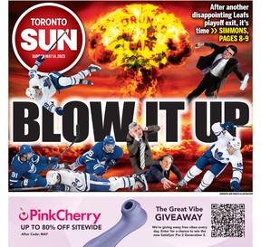 La couverture imprimée du 13 mai du Toronto Sun appelait les Maple Leafs à faire quelque chose de radical après une autre post-saison décevante.