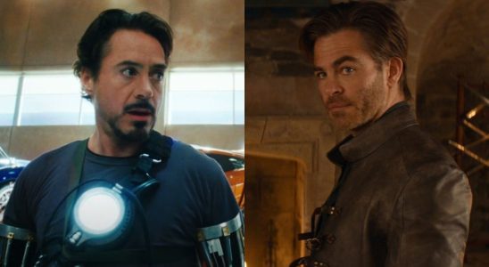 From left to right: Robert Downey Jr. in Iron Man and Chris Pine in Dungeons and Dragons: Honor Among Thieves.