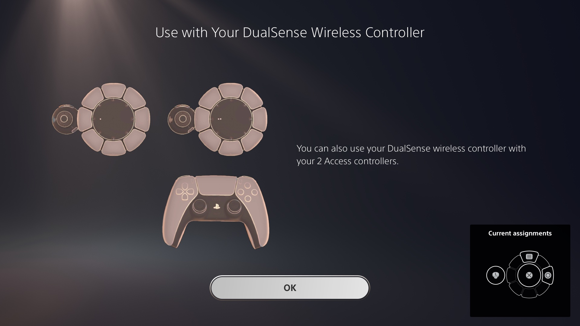  "Image de l'interface utilisateur du contrôleur d'accès montrant la possibilité de jumeler jusqu'à deux contrôleurs d'accès avec un contrôleur DualSense"
