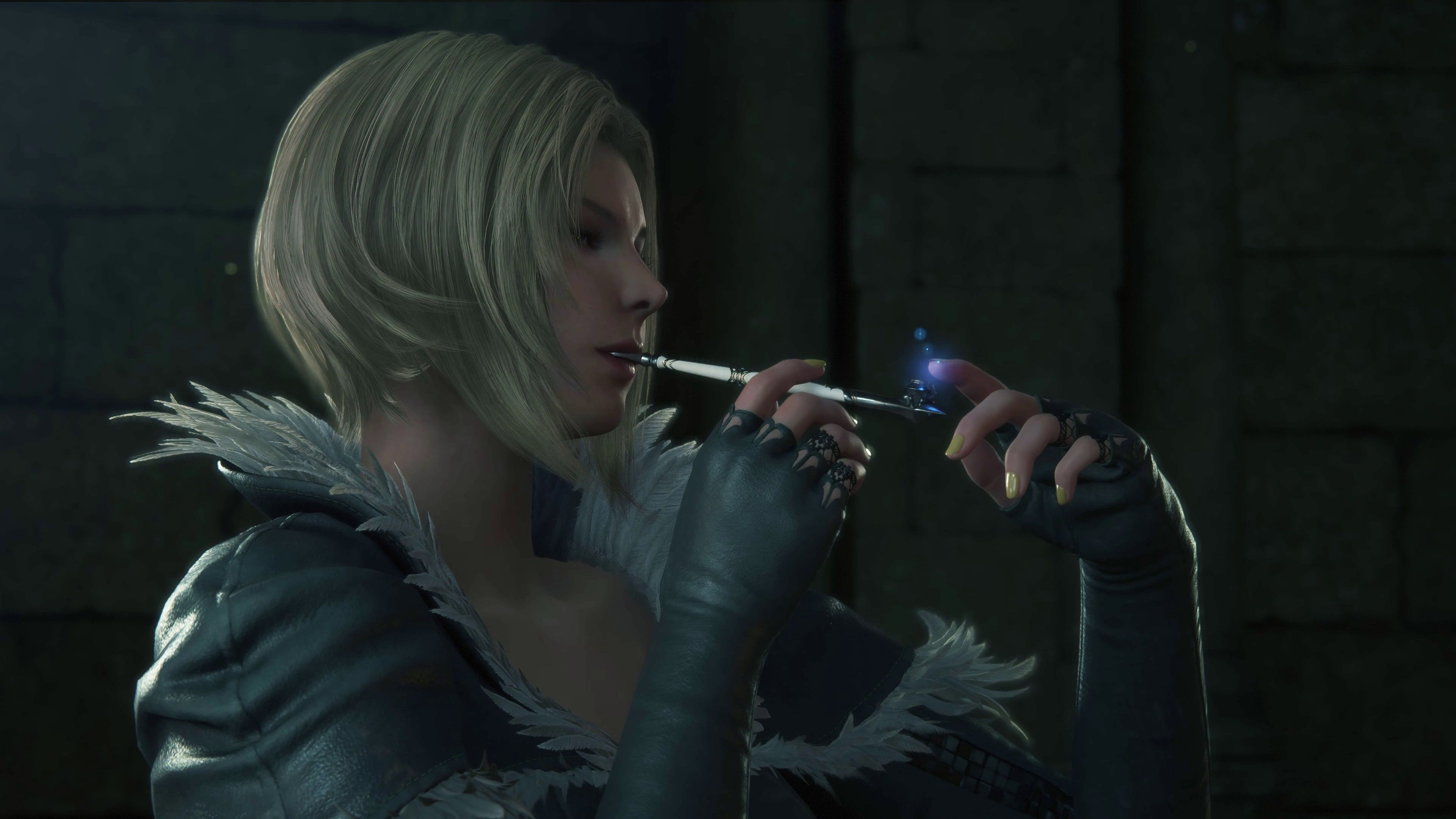 Benedikta allumant une pipe dans Final Fantasy 16.-1