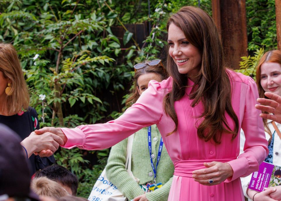 La princesse de Galles a visité trois jardins au Chelsea Flower Show et a parlé avec des écoliers locaux - Karl Black/Alamy Live News