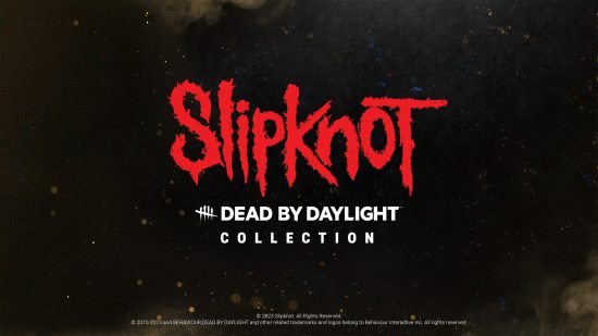 Collaboration Slipknot Dead by Daylight : le logo Slipknot et le logo DBD sur fond sombre.