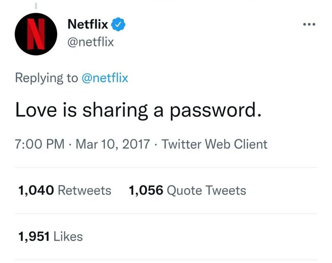 de Netflix "L'amour partage un mot de passe" tweeter