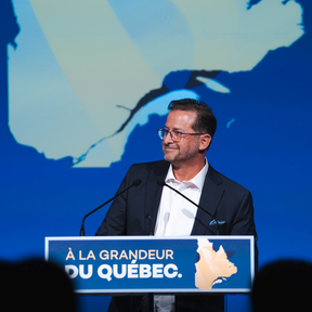 Yves-François Blanchet prenant la parole au congrès du Bloc québécois à Drummondville, QC
