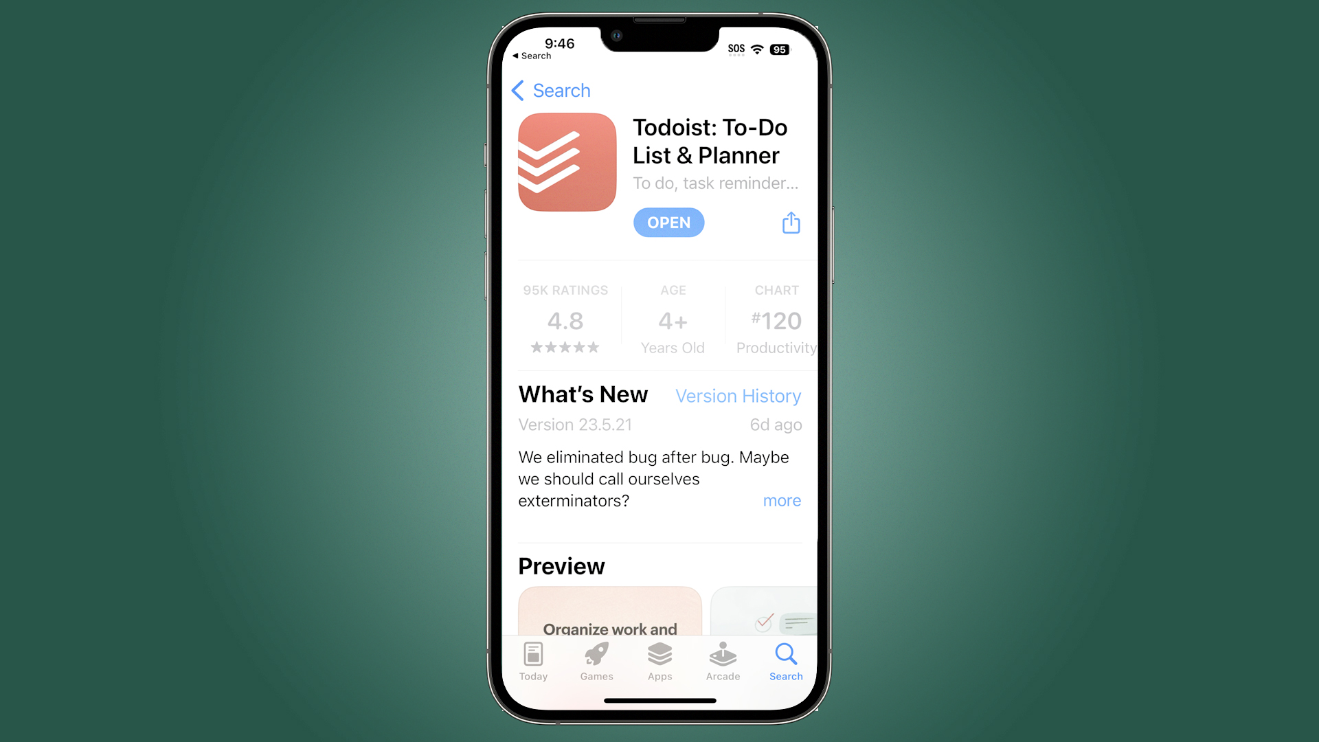 Application Todoist dans l'App Store