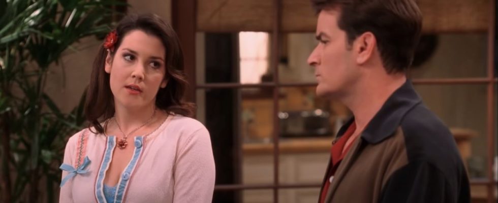 Melanie Lynskey and Charlie Sheen on Two And A Half Men