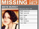 Une affiche ancienne pour Mistie Murray, qui à 16 ans a disparu de Goderich en 1995.