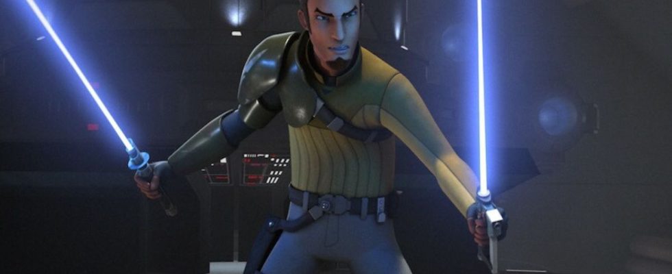 Kanan Jarrus wielding two lightsabers in Star Wars Rebels