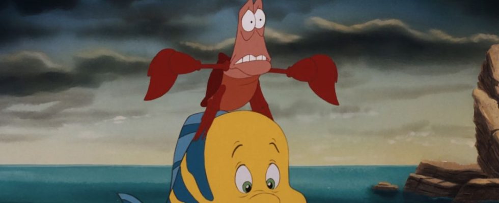 Flounder and Sebastian in Animated Little Mermaid