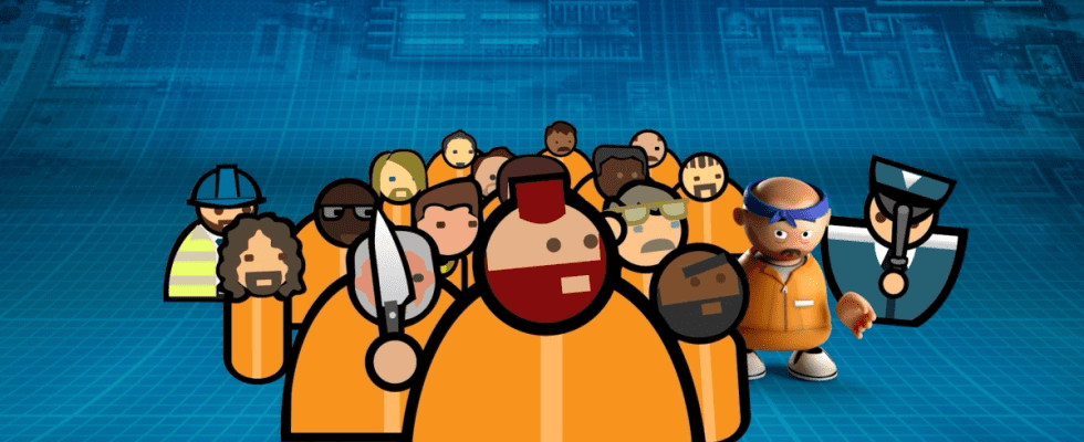 A cast of 2D characters from Prison Architect that includes a 3D model.