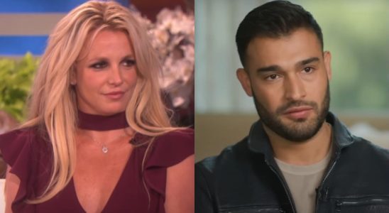 Britney Spears on The Ellen DeGeneres Show and Sam Asghari in an ABC News interview.