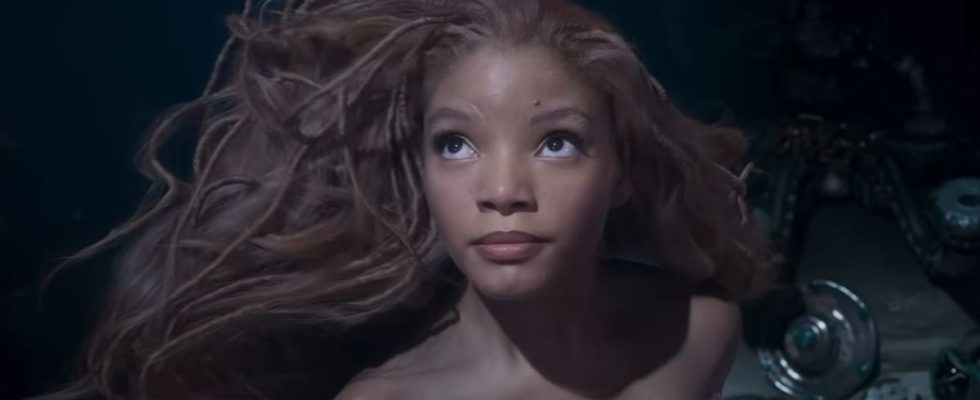 Halle Bailey under the sea as Ariel in The Little Mermaid 2023