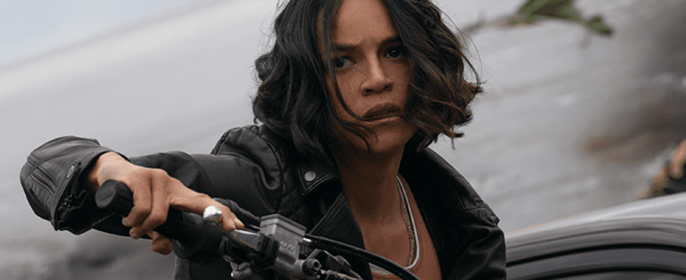 Michelle Rodriguez as Letty on a mototcycle in Fast X