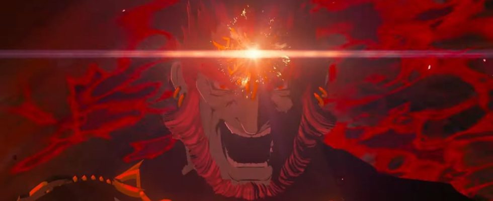 Ganondorf yelling with the gem in his forehead glowing