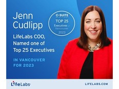 La chef de l'exploitation de LifeLabs, Jennifer Cudlipp, reçoit les honneurs parmi les 25 cadres les plus influents de Vancouver pour 2023 !