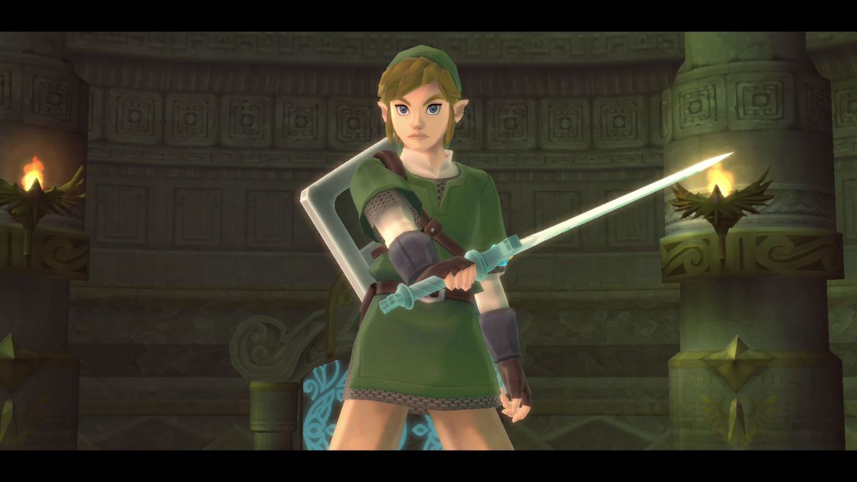 Link affronte un dragon juste avant son entrée à la Source de la Sagesse dans Breath of the Wild