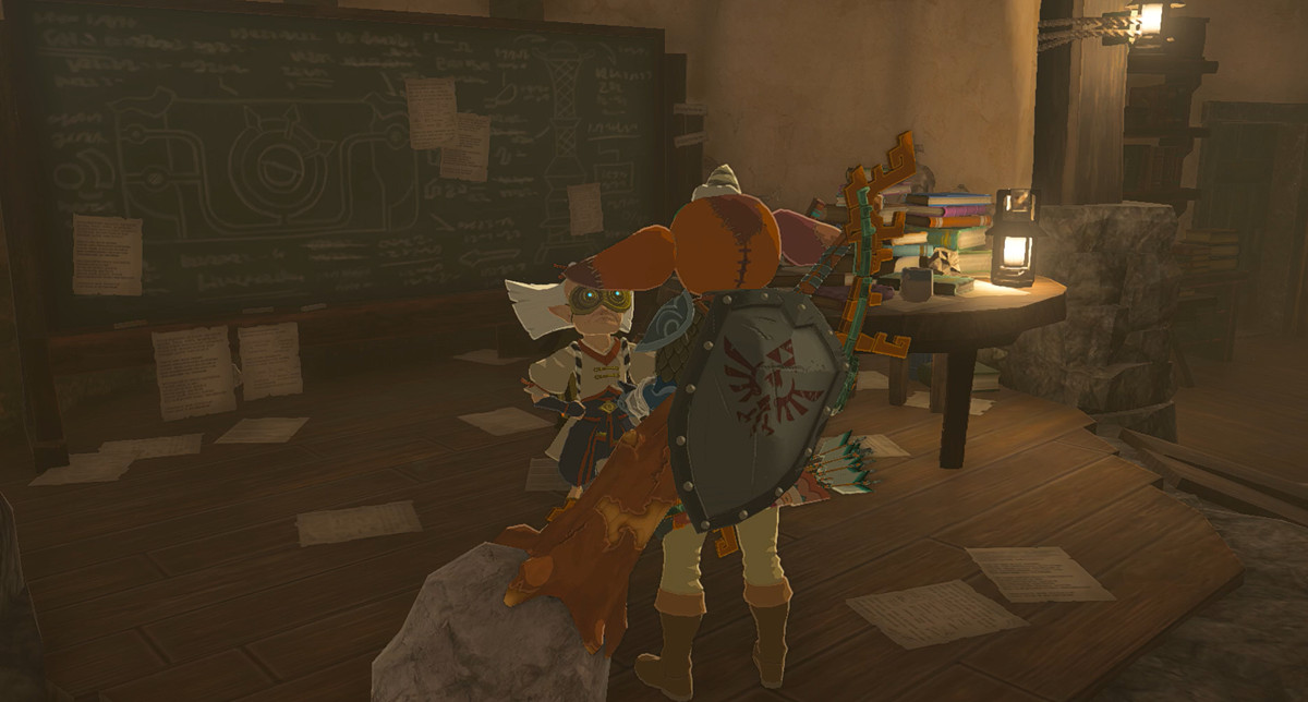 Robbie parle à Link dans son laboratoire dans Zelda : Tears of the Kingdom