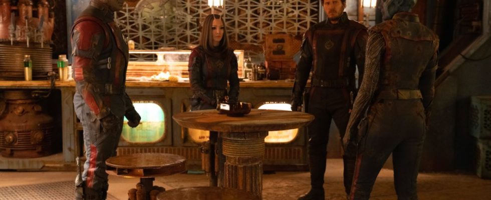 Drax, Mantis, Star-Lord and Nebula in Guardians of the Galaxy Vol. 3
