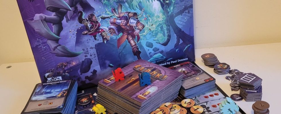 Clank! Catacombs box and tokens on a table
