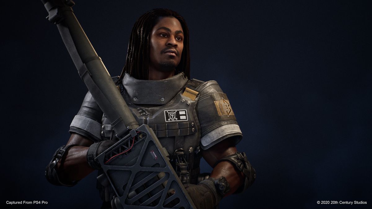photo de personnage de Marshawn Lynch avec un lance-roquettes pour Predator: Hunting Grounds