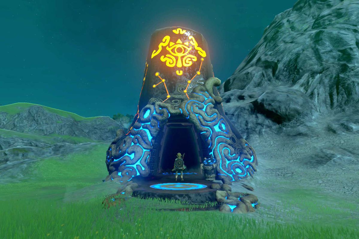 Link s'arrête sur le précipice d'un sanctuaire dans The Legend of Zelda: Breath of the Wild