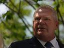 Le premier ministre de l'Ontario, Doug Ford, assiste à l'ouverture officielle de l'établissement de soins palliatifs agrandi de Kensington Health à Toronto, le mardi 23 mai 2023.