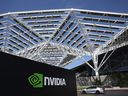 Une vue extérieure du siège social de Nvidia Corp. à Santa Clara, en Californie. 