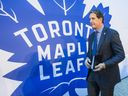 Le président des Maple Leafs de Toronto, Brendan Shanahan, avant une cérémonie de dévoilement à l'extérieur du Centre Air Canada à Toronto, en Ontario.  le jeudi 13 octobre 2016. Ernest Doroszuk/Toronto Sun/Postmedia Network