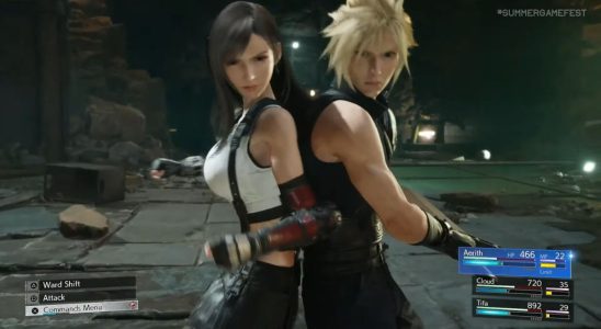 Tifa and Cloud fight back-to-back in screenshot from Final Fantasy 7 Rebirth