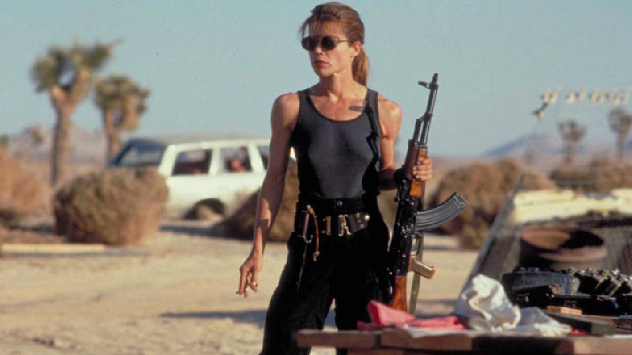 Linda Hamilton dans Terminator 2 : Le Jugement dernier.